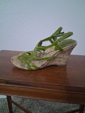 Unlisted Lime Green Strappy Cork Wedge Sandals